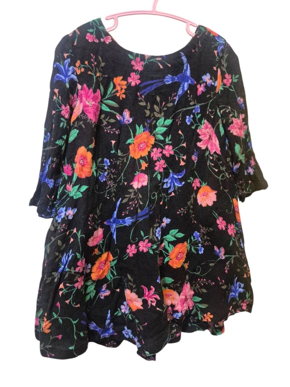 Old Navy Black Floral Tunic Dress with Multicolor Flowers